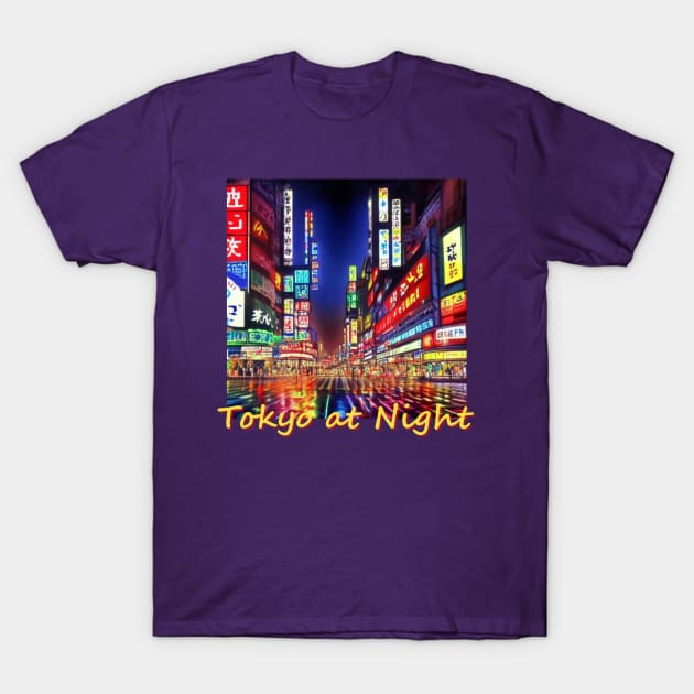 Japan Shibuya Tokyo at Night by Kana Kanjin T-Shirt by erizen